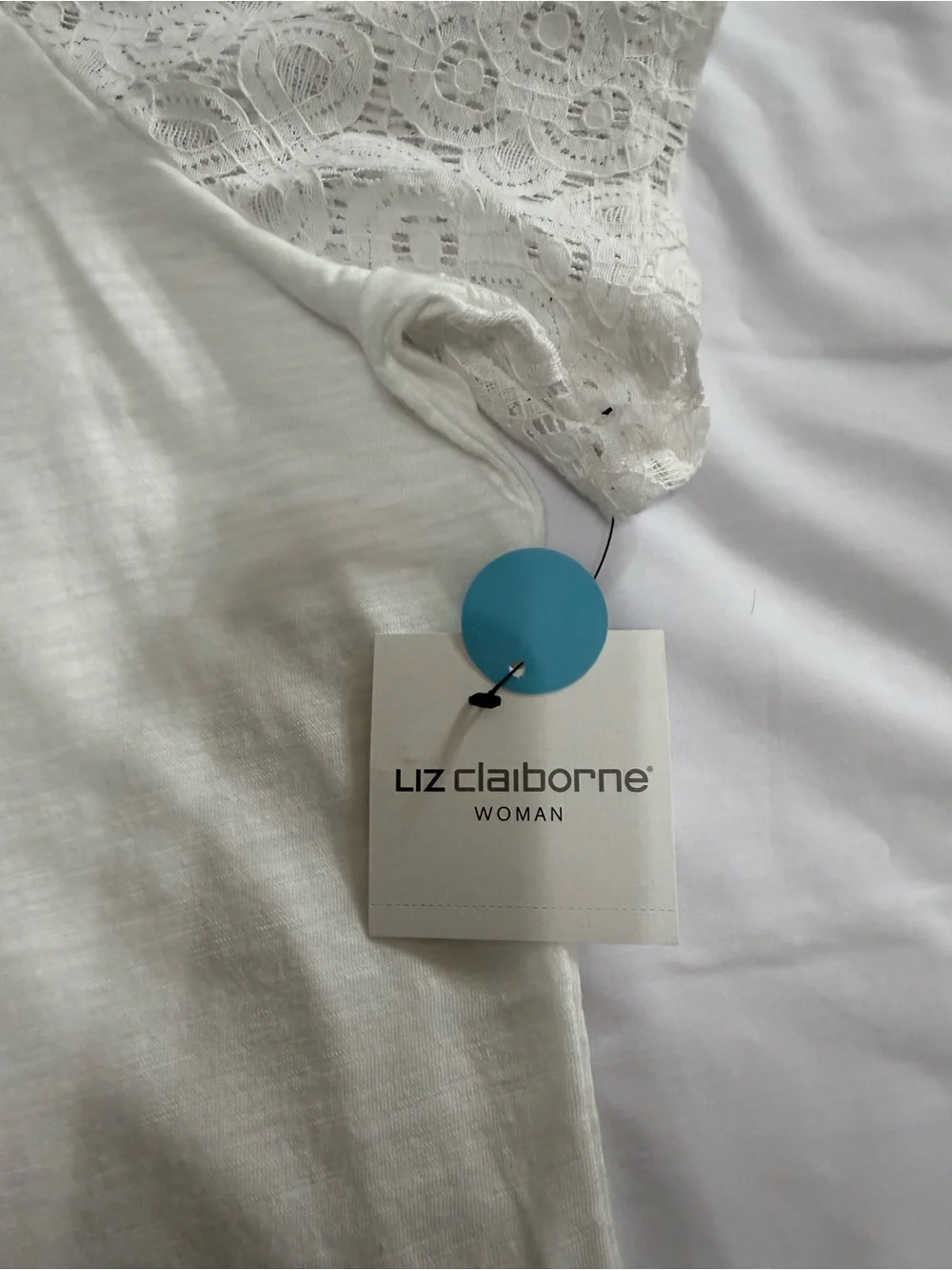 LIZ CLAIBORNE Women's 50% Cotton Tunic Top Short Sleeve Solid White 2X  NWT!
